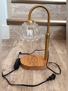 Gold, wood, & glass electric candle warmer! Like new condition, works great!